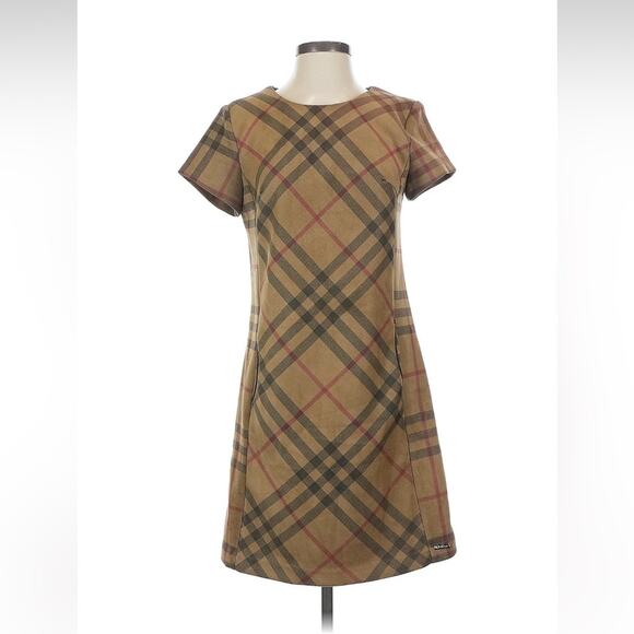Jus d'Orange Dresses & Skirts - Jus d'Orange Paris tan plaid‎ faux suede sheath dress, T1 or Small